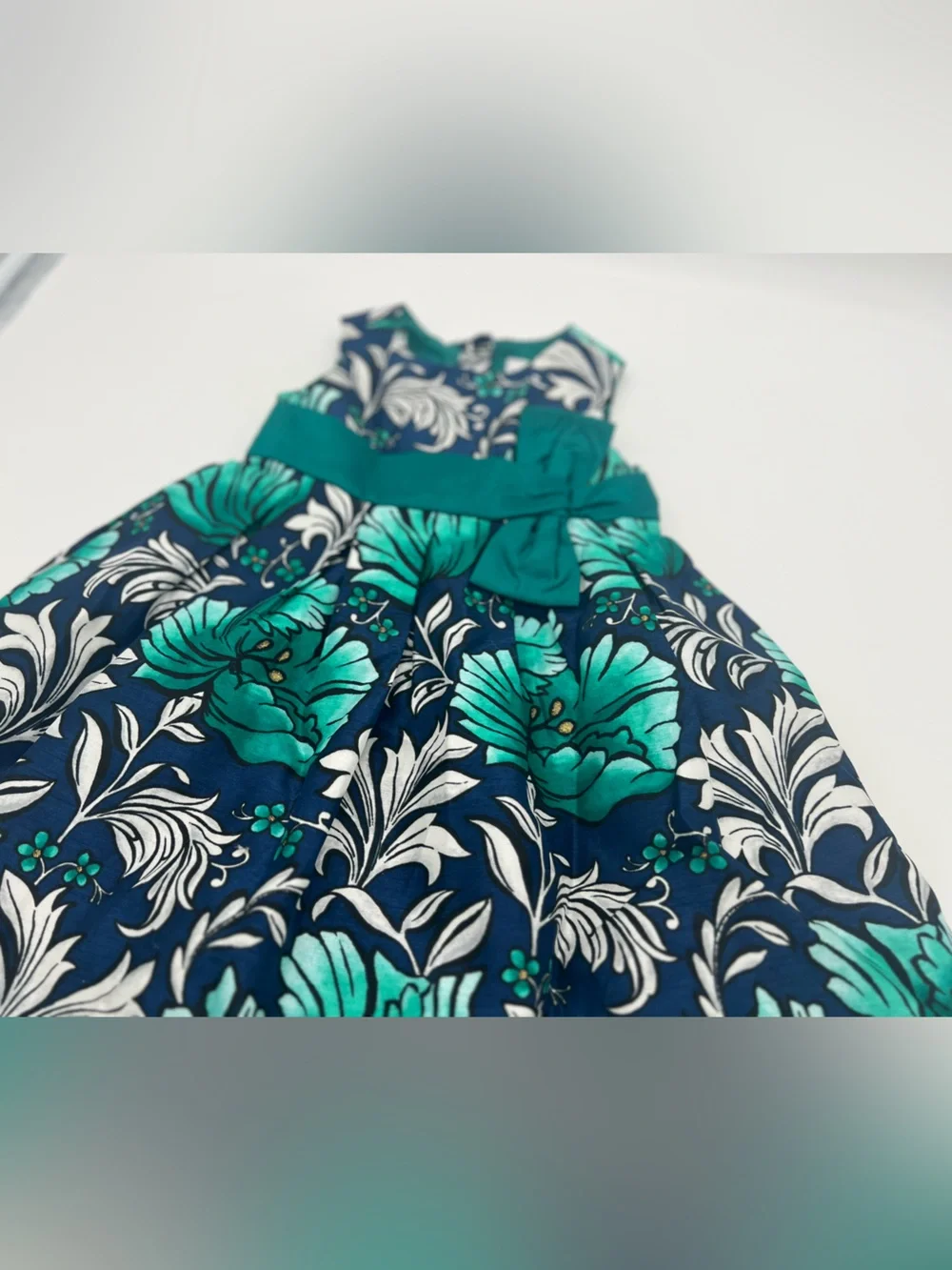 Gymboree Girl Blue Green Floral Dress 3T